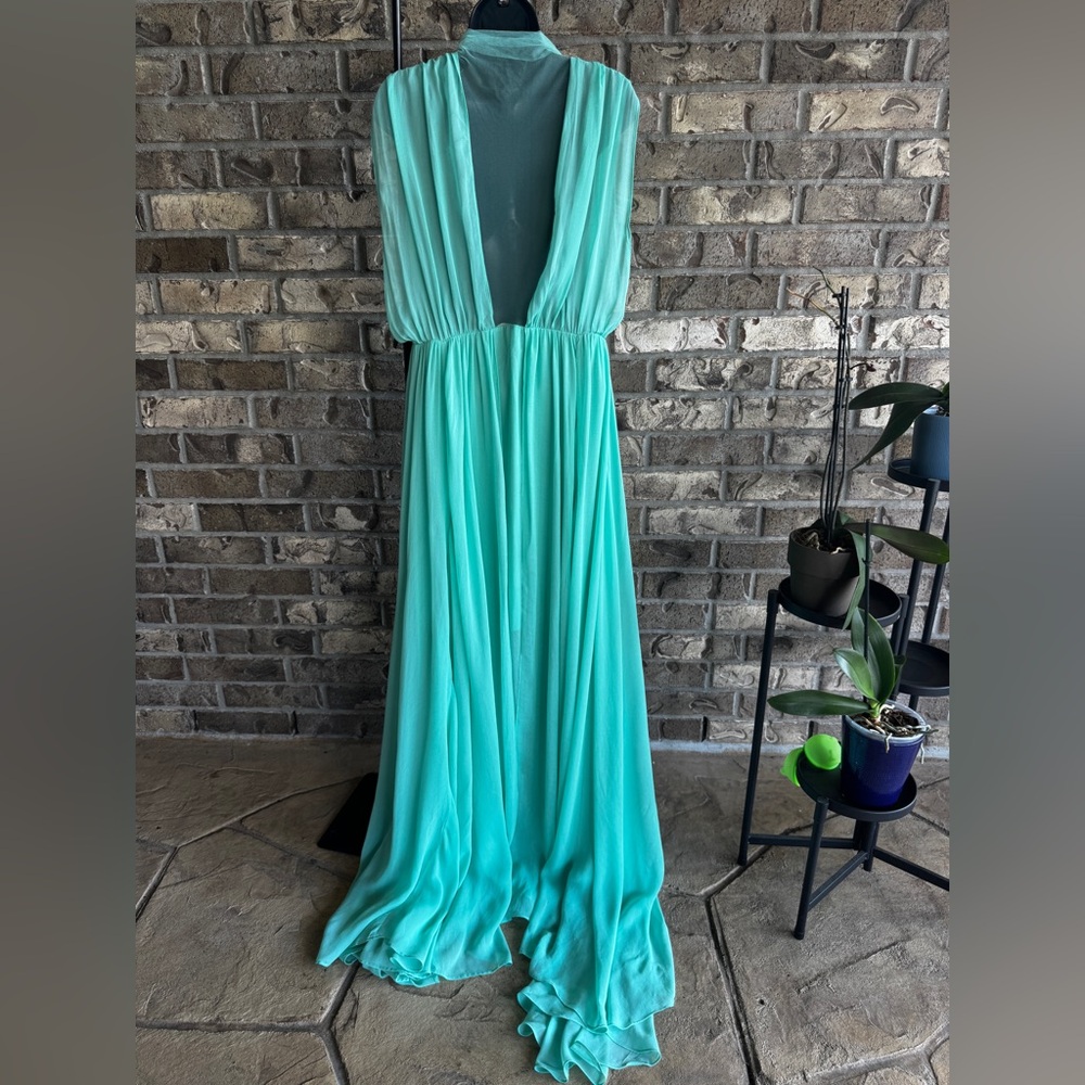 Anthropology Forever That Girl Sheer Plunge Chiffon Maxi Dress Size L - Picture 10 of 16